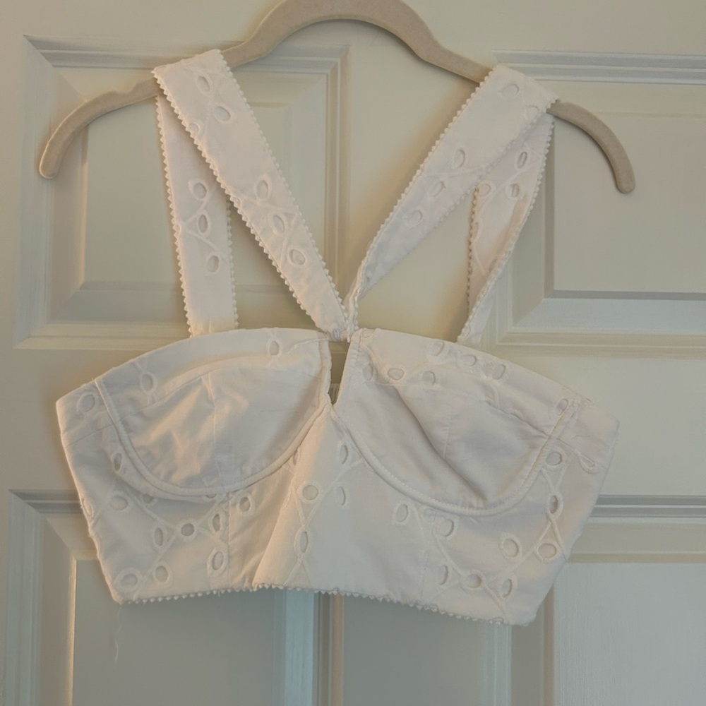 Zara White cross crop top